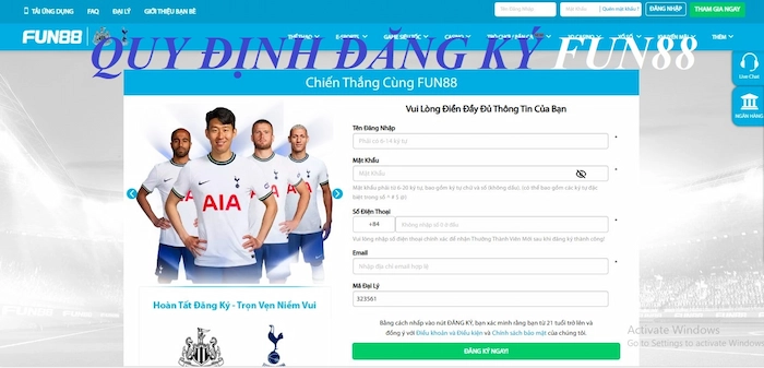 Nhập mail Fun88