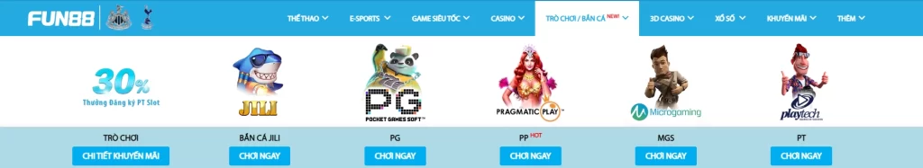 Vào game bắn cá Fun88