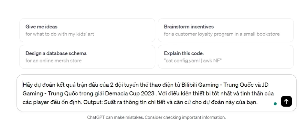 Nhập lệnh vào Chat GPT
